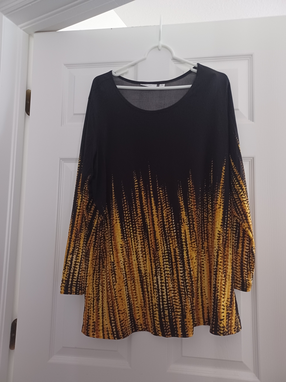 Susan Graver Black and Mustard Ombre-Stripe Long Sleeve Tunic 1X